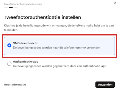 Tweestapsverificatie per sms
